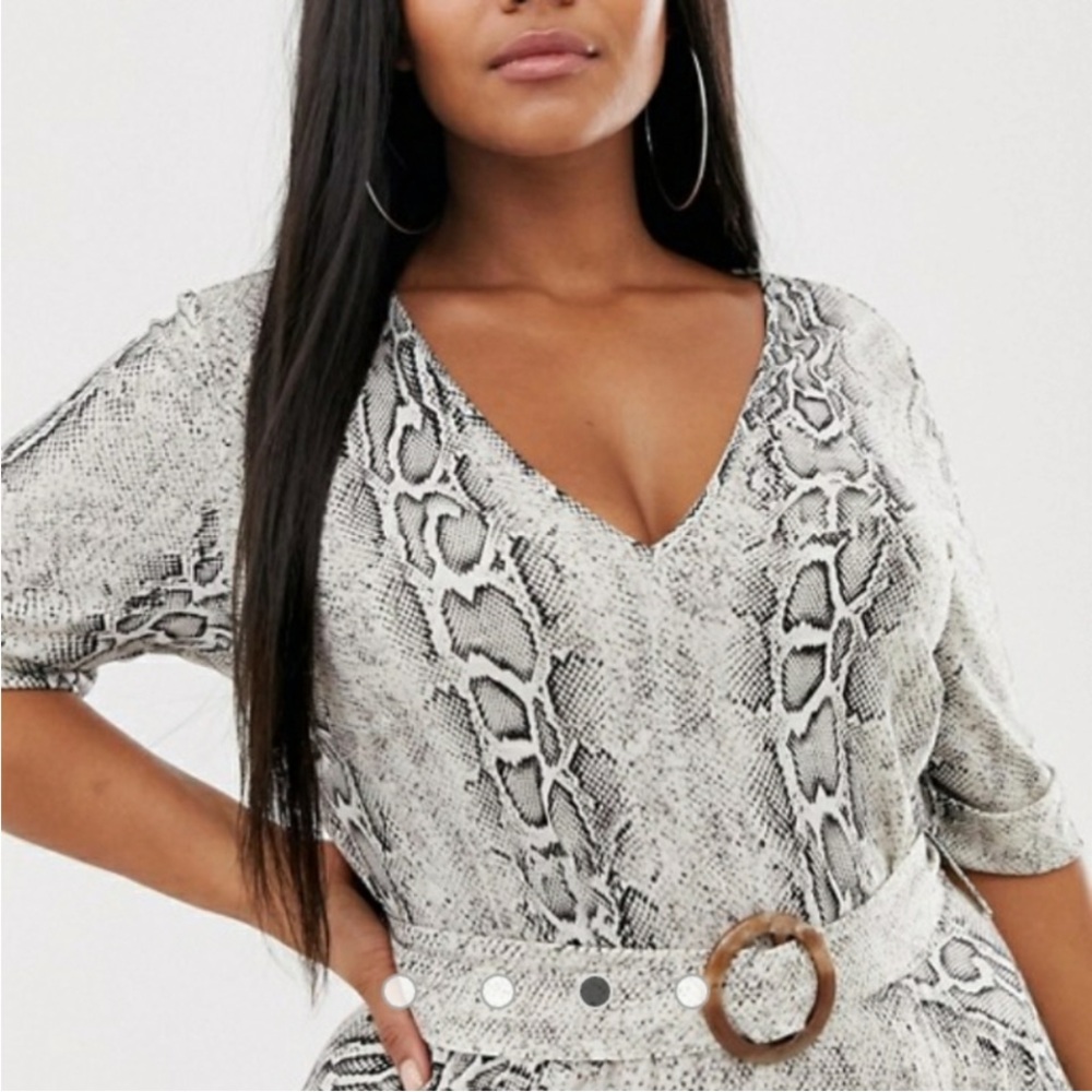ASOS Curve Snake Print Midi Dress in Gray - Picture 3 of 6